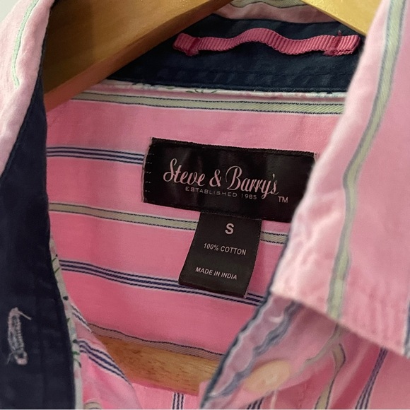 Steve & Barry's Pink and Blue Striped Shirt - Picture 2 of 5